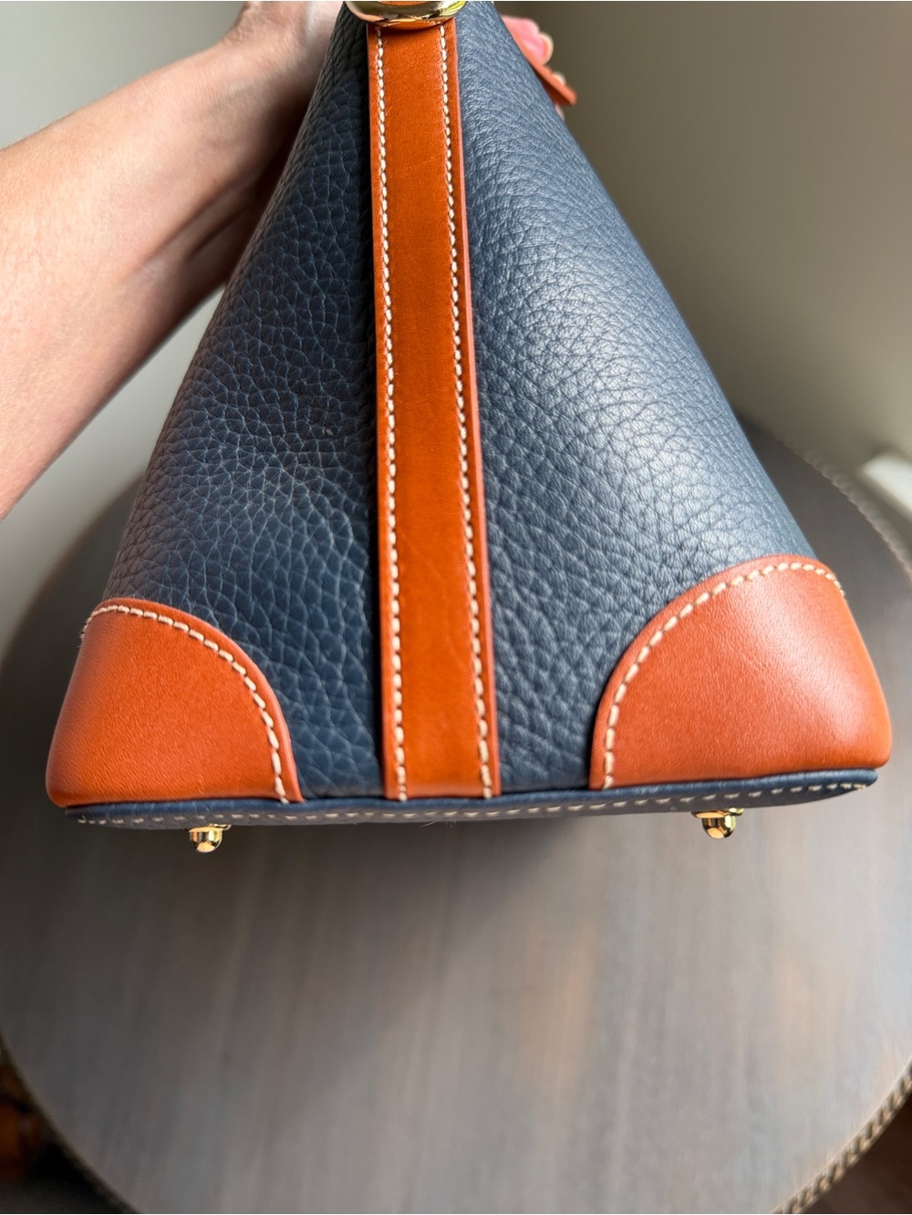 Dooney & Bourke Navy Blue Pebbled Leather Satchel 14.5” x 8.5” x 5.25” Pretty! - Picture 8 of 12